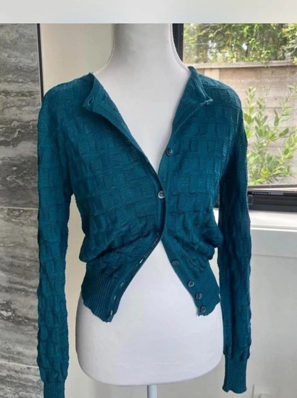 Missoni Textured Cardigan in Blue Size Medium